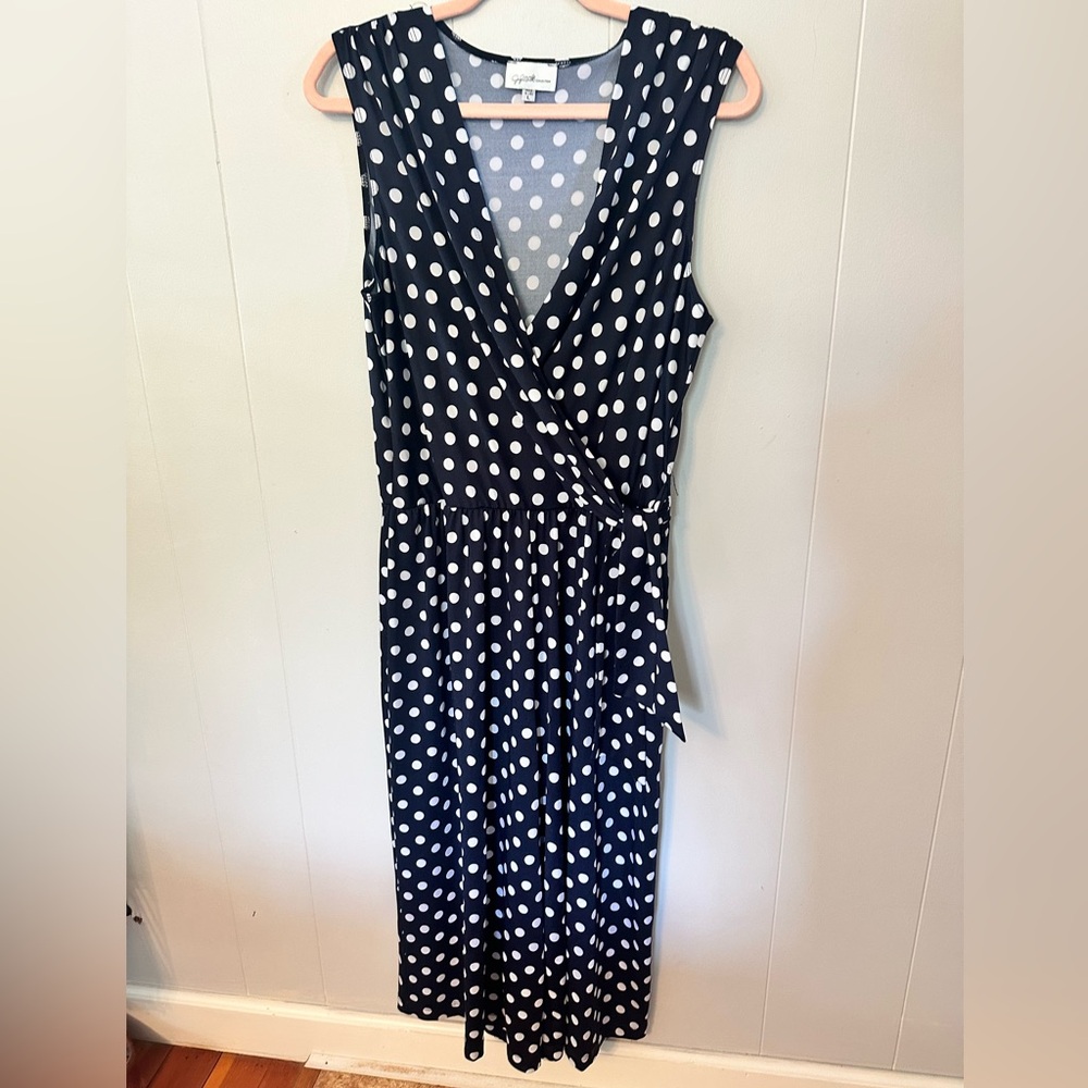 Jaclyn Smith polka dot Sleeveless Wrap Jumpsuit